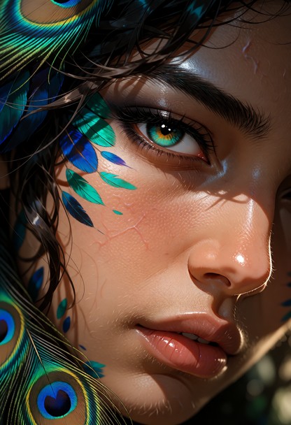 An extreme macro photorealistic fine art portrait of an artistic nude female model, raw photography style. Hyper-focu…