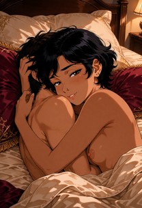 The two star making out, their fingers sinking into each others skin. the males hand moves to her breast squeezing ge…