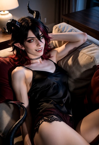 Location: a cozy living room during the evening, with soft ambient light from a nearby lamp casting long shadows acro…