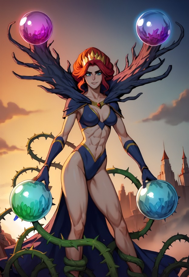 masterpiece
 dark fantasy anime art,9:16 aspect ratio. a coven of three witches in a
 world-ending scenery. in the ce…