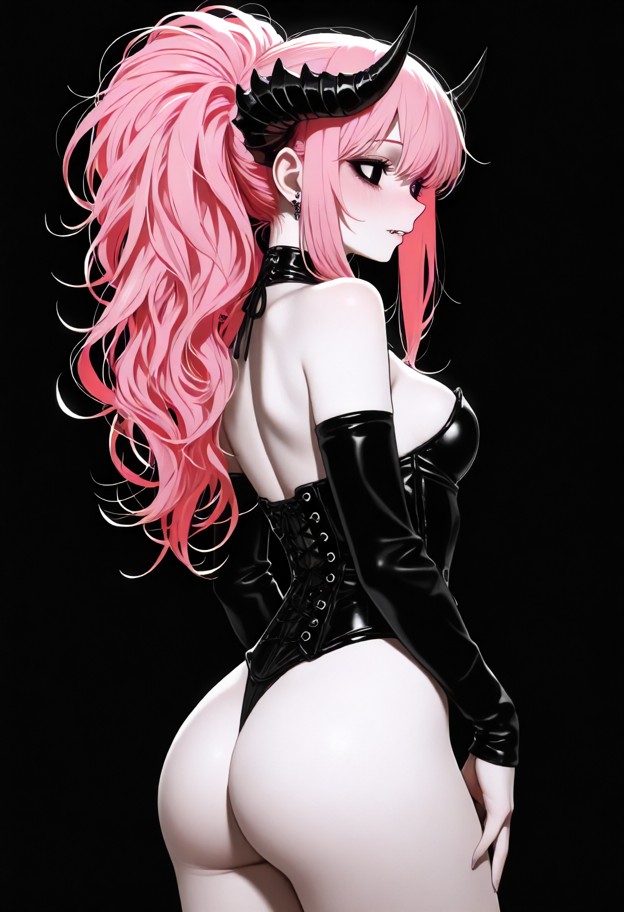 a
black and white photography with a hint of selective color,side view
of a gothic woman,sharp jawline,subtle rosy …