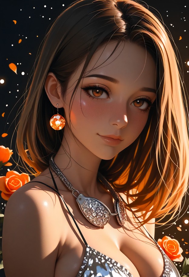 (masterpiece,best quality),1girl,close-up portrait,detailed face,detailed eyes,amber eyes,orange eyes,slight smile,lo…