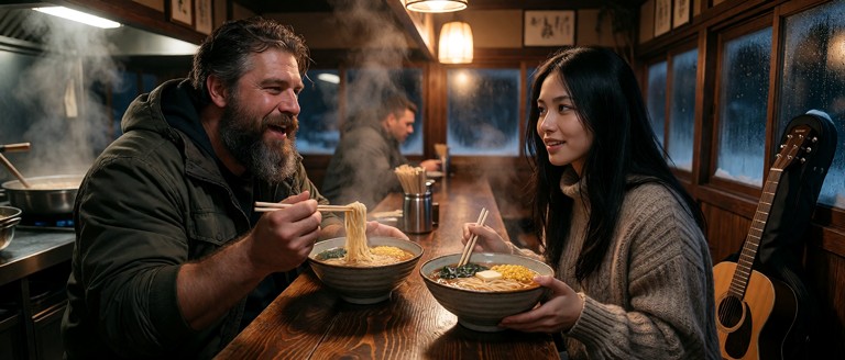 An Ultra-wide Cinematic Shot (21:9 Aspect Ratio), Cozy — AI Porn Image