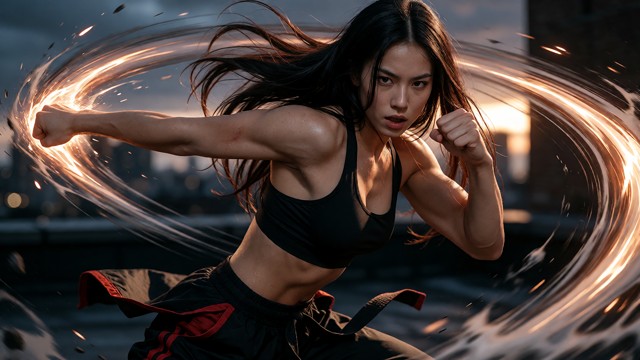 Ultra-realistic 16:9 Action Photograph Of A Woman — AI Porn Image