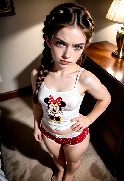 Location: a dimly lit bedroom during the evening with soft shadows stretching across the floor and warm light from a …