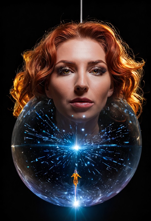 perfect anatomy,full body shot,floating pose,masterpiece,ultra-detailed,cinematic science-fantasy. (model suspended w…