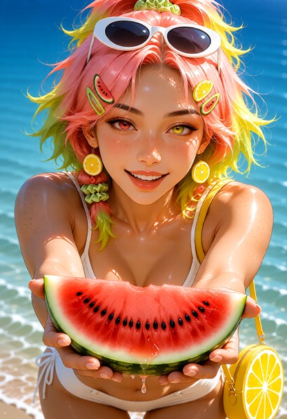 photorealistic, cinematic portrait:1.3), a stunning young woman with a messy hair, wearing stylish white oval sunglas…