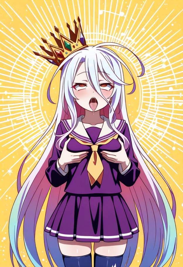 normal ears. shiro from no game no life,pale skin,very long white hair with soft pastel pink,blue,yellow,and green gr…
