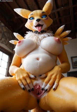 lunara is pregnant her belly huge stands by the window resting, naked breast, black leather collar, dim upscale hotel…