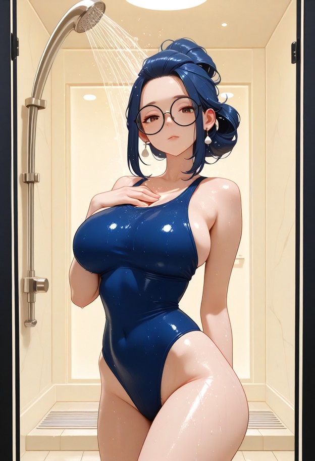 megumi nuzzles her face against the viewer's chest,her large breasts and thighs arousing,seductive figure,wearing a t…