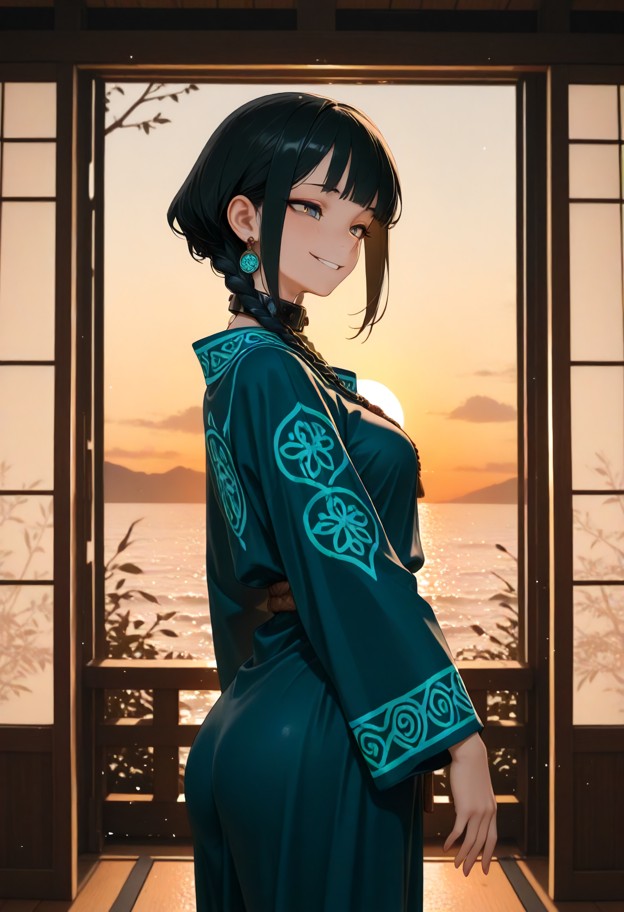 1girl,solo,water tribe robe,dynamic pose,happy,smiling,cheerful expression,bright eyes,full-body view,head-to-toe com…