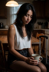 Val Pins Goth Girl Against Kitchen Wall — AI Porn Video