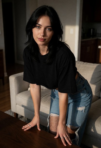 Location: Dim Living Room In The Evening With Soft — AI Porn Image
