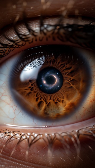 T5 Prompt: The image is an extreme macro shot of Cassidy Monroe’s human eye, so close that the iris fills the entire …