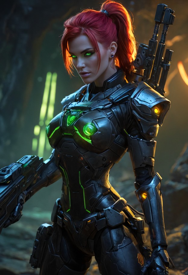 digital
concept art style,sharp lines,vibrant but moody lighting. a female
sniper in a high-tech ghillie suit lying…