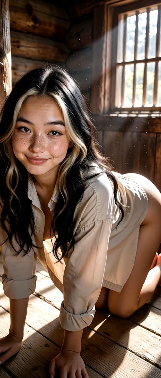 Luna: Luna is a 20 year old westwrn Chinese girl with a wide adorable youthful chubby face with raised cheek bones wi…