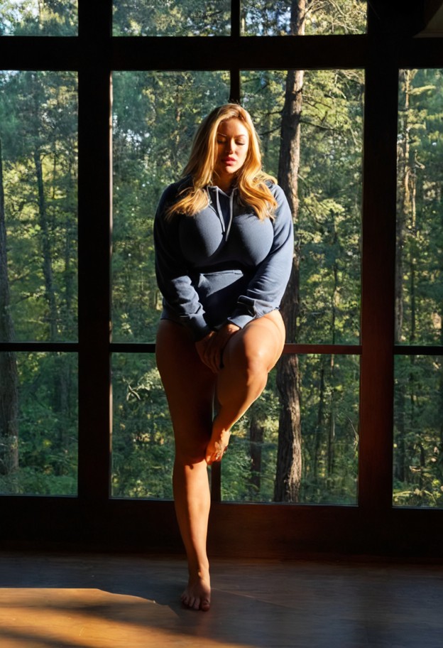 1girl,solo,both legs in air,holding legs,full-body view,head-to-toe composition,centered frame,forest,woods,dense_tre…