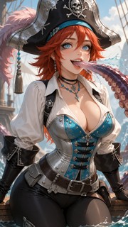 Captain Coralie Vane Deepthroating A Kraken Tentacle — AI Porn Video