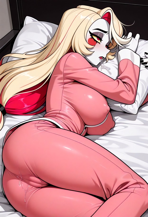 pajamas,cute_pajamas,silk_pajamas,sleepwear,sad,sad eyes,slight frown,emotional expression,side view,profile angle,cl…