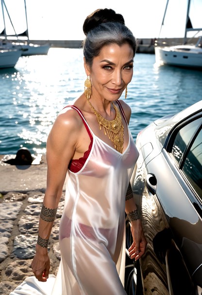 Location: bright morning at a bustling harbor with sunlight glinting off the white hulls of distant sailboats and the…