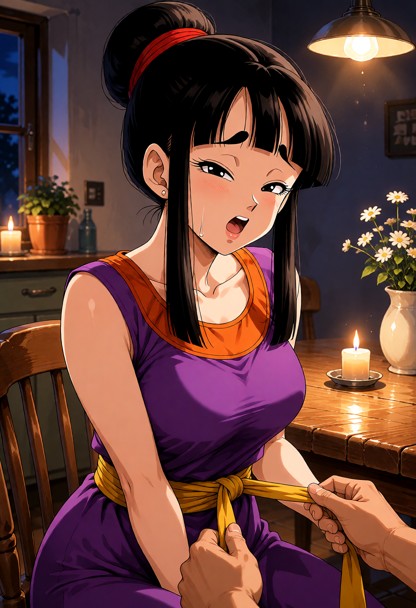 Location: late evening in the cozy kitchen with the soft, flickering glow of a single overhead lamp and small candles…