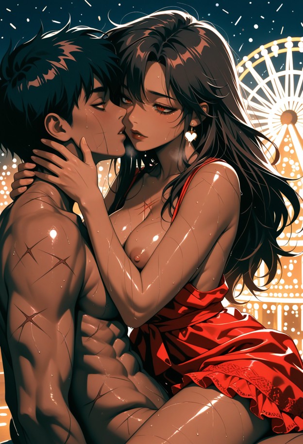 (1990s anime style,hand-drawn cel animation,soft film grain,flat colors:1.2)




1girl,((brown skinned:3.0)),long hai…