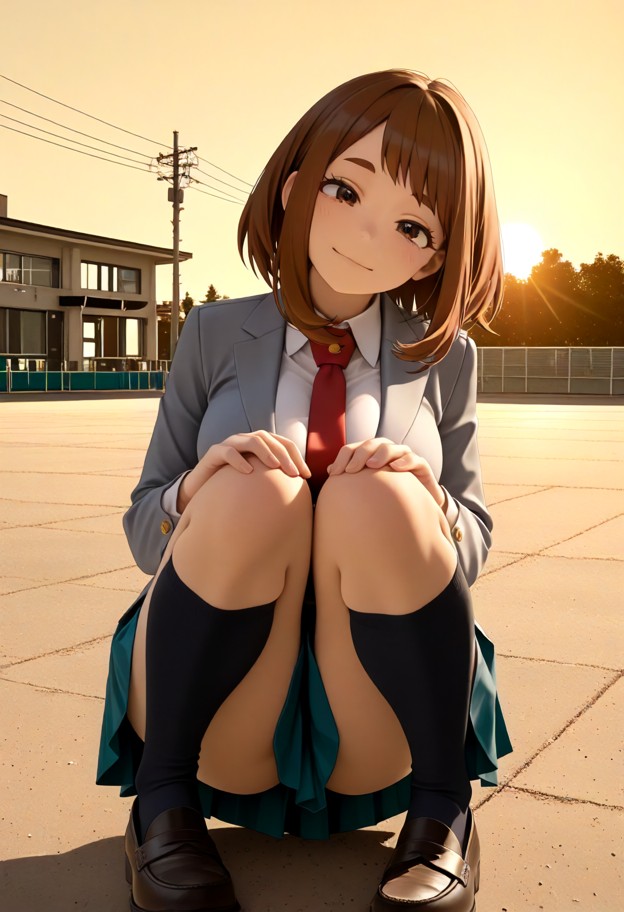ochaco uraraka is about to kiss pov,solo,facing viewer,grey ua high school uniform blazer,white button-up cotton shir…