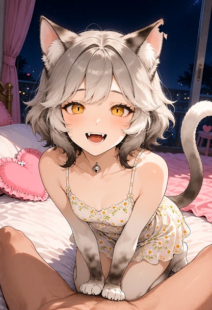 Location: Nekomiya est couché sur le lit defait de sa jolie chambre de fille tres girly, les draps sont rose,avec des…