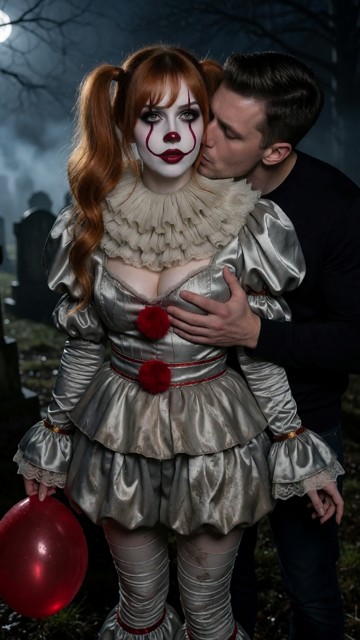 An adult man kisses her neck from behind while one hand cups her breast, her eyes closed and their bodies pressed tog…