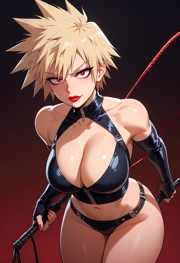 1girl,solo,whip,latex,femdom,domina,smokey eyes,dark red lips,strong contour,high cheek highlights,strap-on,