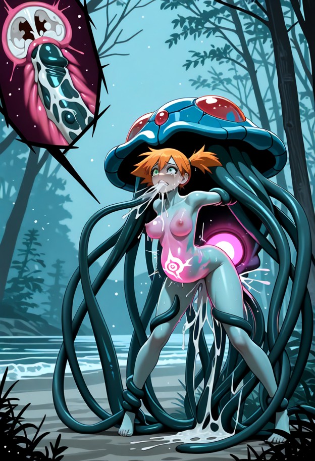 nude,tentacruel,sunny,tentacruel bondage,big belly bulge,crying,eyes rolling up,scared face,ocean,beach,oral,vaginal,…