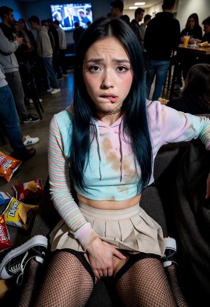 Location: bustling basement student hub filled with the low hum of chatter and the blueish flicker of a large TV scre…