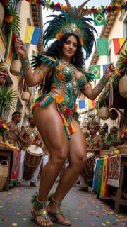 Une Scène De Carnaval Brésilien Traditionnel, Fleurs — AI Porn Video