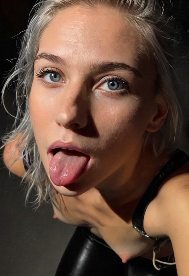 receiving piss in her mouth,she is,solo,kneeling,mouth open,dark room,soft ambient light,selfie closeup,angle from above